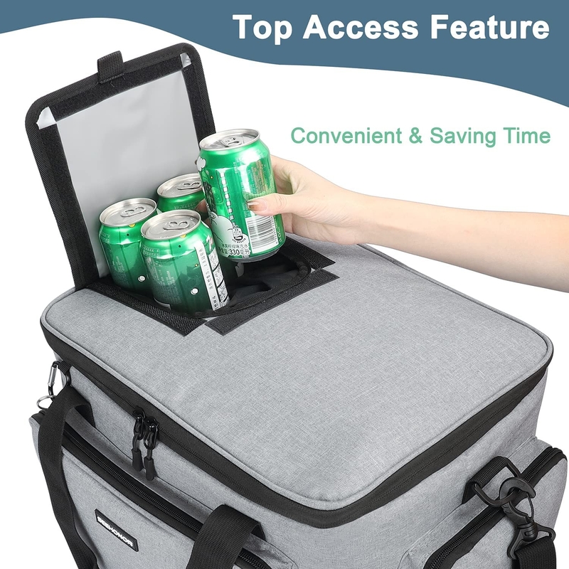 은색 흰색 큰 단열 토트 냉각 가방 Zipper 부드러운 남성 60Can 0.8kg