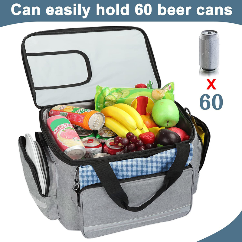 은색 흰색 큰 단열 토트 냉각 가방 Zipper 부드러운 남성 60Can 0.8kg